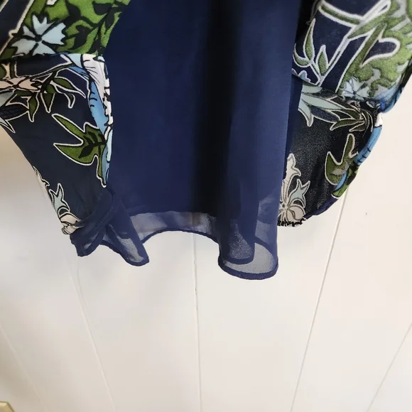 Massimo Dutti Blue Floral Sleeveless Midi Dress Summer Dressy Luxury Size 6 - Picture 6 of 12